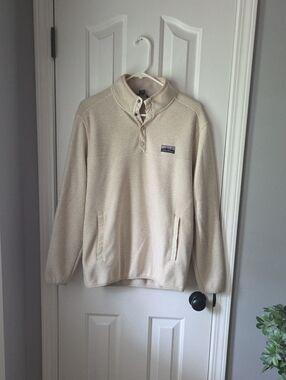 Eddie Bauer Cream Quarter-Zip Fleece Pullover